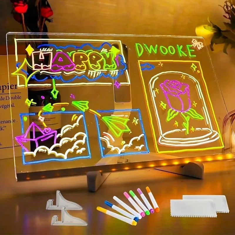 Tablero de Luz LED de Acrílico, Iluminado con LED, Tableta Ultra Delgada para Dibujar y Escribir
